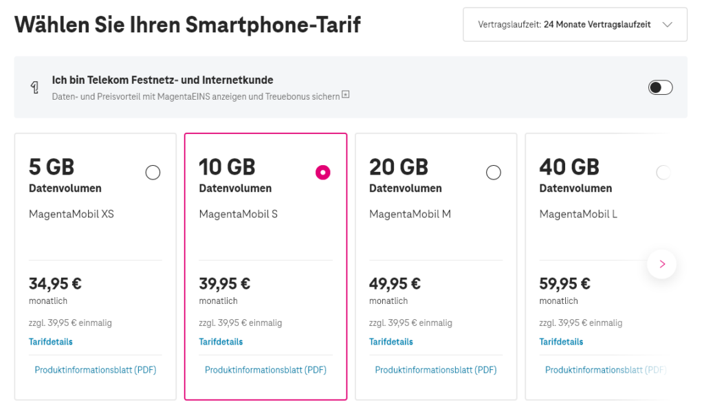 Flat mit 10 GB Datenvolumen bei der Telekom