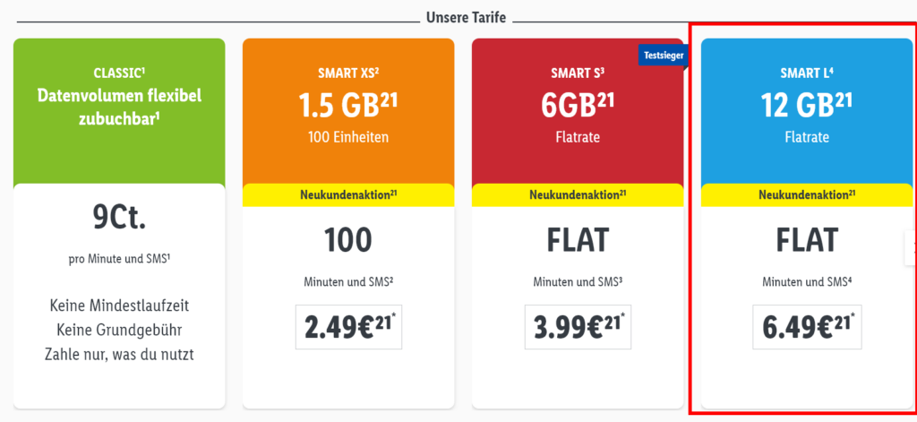 10 GB Tarife bei LIDL Connect